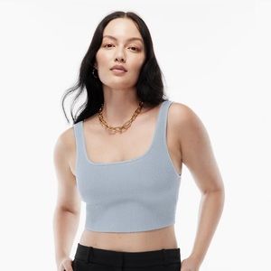 SOLD Aritzia Sculpt Knit Squareneck Cropped Tank in light blue